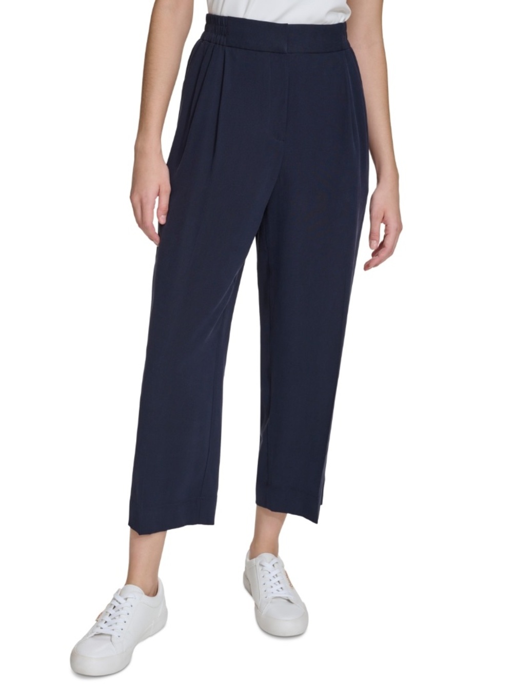 Calvin Klein Womens Solid Wide Leg Capri Casual Pants, Style # M4ck8215 - Large
